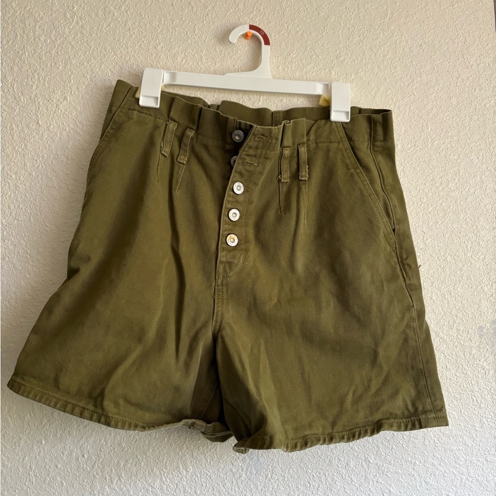 Free people green twill paper bag shorts